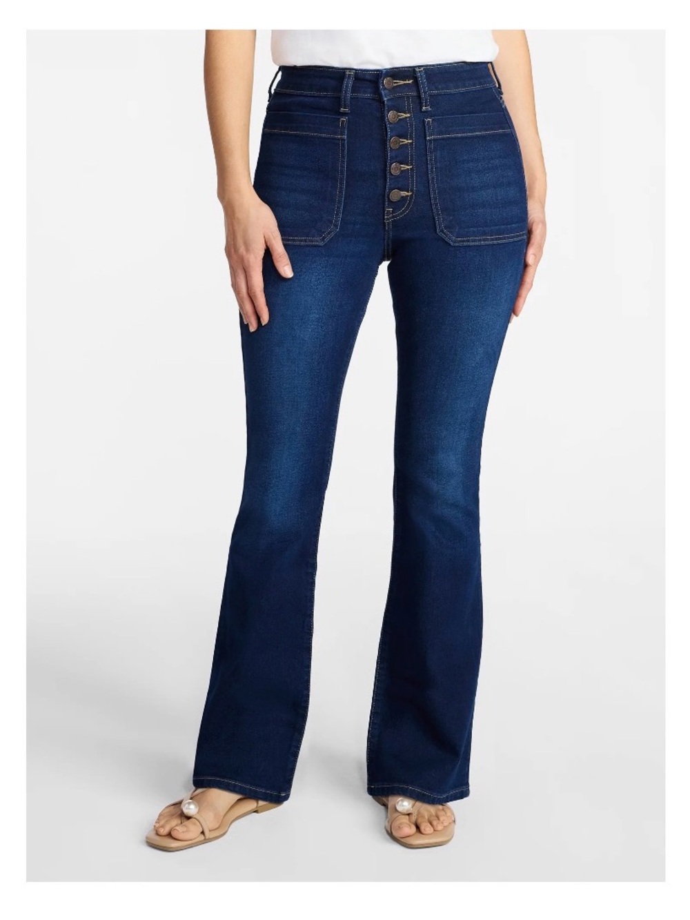 Time and Tru Women’s Patch Pocket Flare Jeans